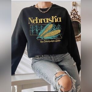Gilden Nebraska The Cornhusker State Cotton Crewneck Sweatshirt Unisex LG EUC